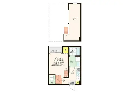 グランメゾン大博通(1K/2階)の間取り写真