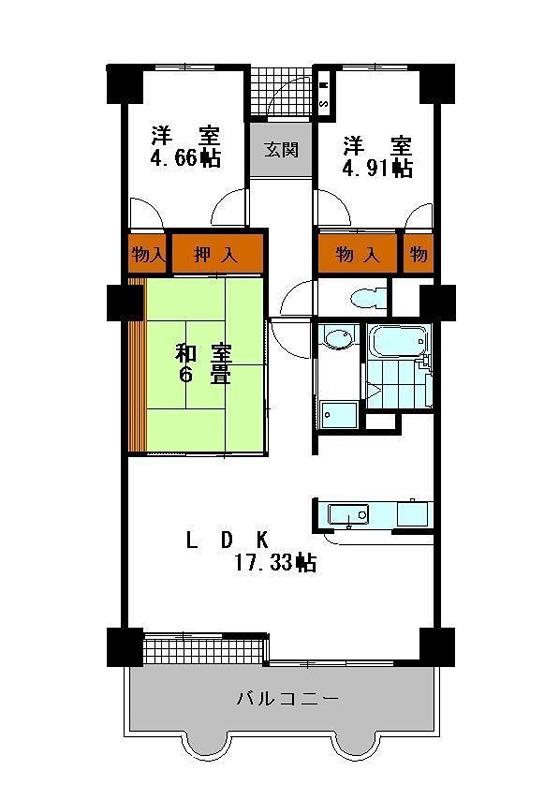 シャトー ブランシェ(3LDK/11階)の間取り写真