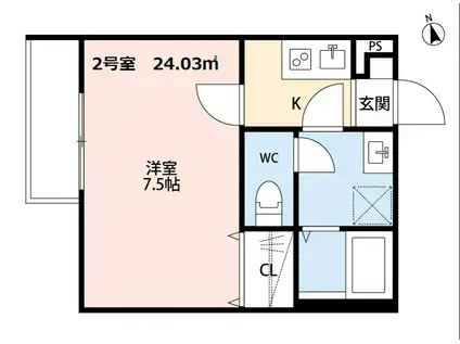 CRECIA常盤平(1K/1階)の間取り写真