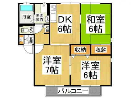 ハイカムール宮澤(3DK/2階)の間取り写真