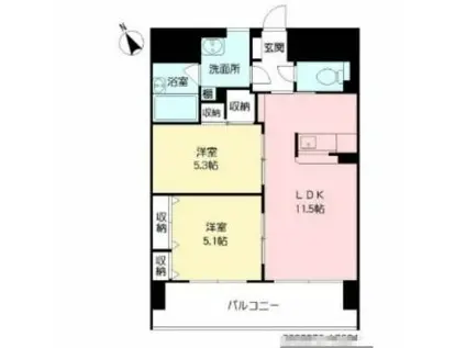 シャーメゾングランドソレイユ門司(2LDK/2階)の間取り写真