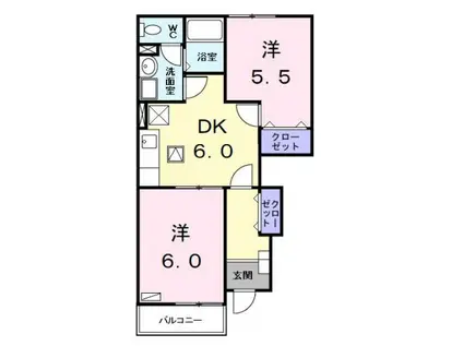 カーサグラッツィオーソ(2DK/1階)の間取り写真