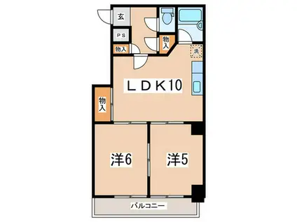 ソレイユイワサキ(2LDK/2階)の間取り写真