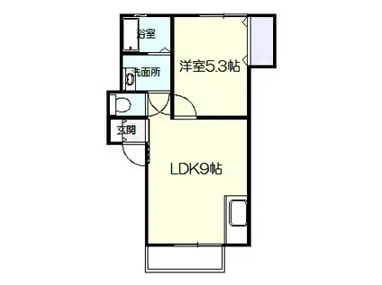 サガンK1(1LDK/1階)の間取り写真