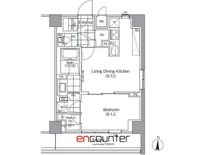 ザ・パークハビオ高円寺(1LDK/3階)の間取り写真