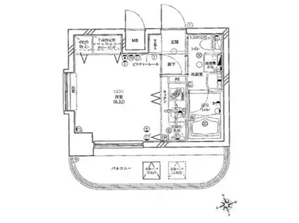 グリフィン横浜天王町弐番館(1K/9階)の間取り写真