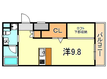 アリスコート上ノ丸(ワンルーム/1階)の間取り写真