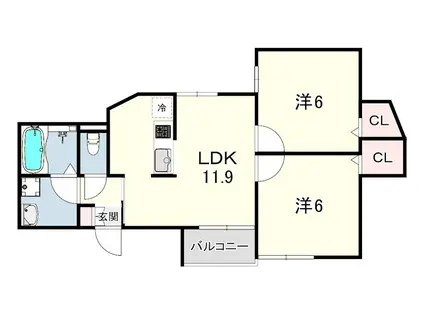 S APT.玉津町春とそよ風のフィオーレ(2LDK/1階)の間取り写真