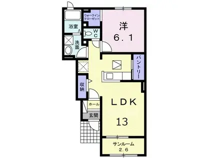 プレーヌ A(1LDK/1階)の間取り写真