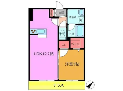 サンガーデン(1LDK/3階)の間取り写真
