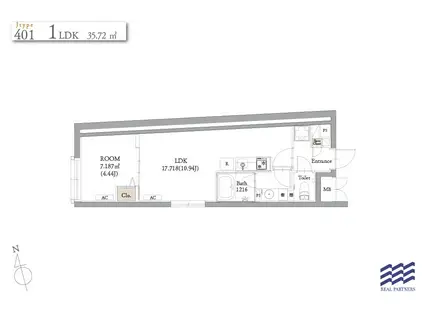 BLANCCOURT中野新橋(1LDK/4階)の間取り写真