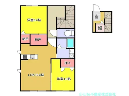 プルメリア(2LDK/2階)の間取り写真