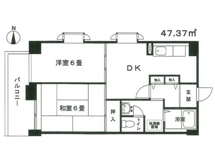 ツインズ木場(2DK/3階)の間取り写真
