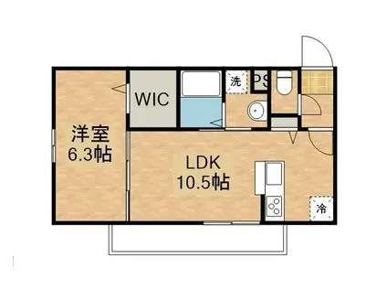 HONULEA仙北(1LDK/1階)の間取り写真