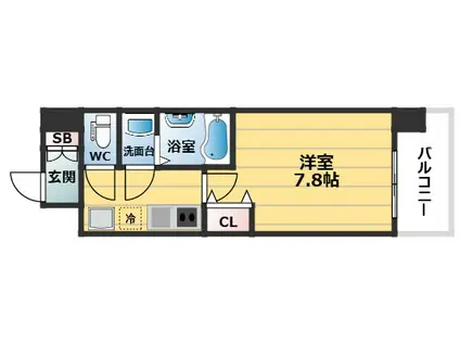 セオリー大阪イースト DOOR(1K/2階)の間取り写真