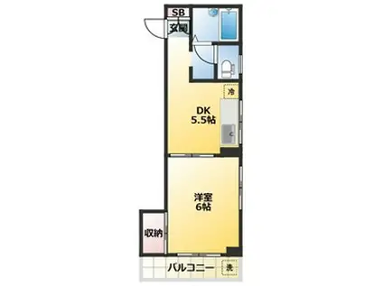 SSKビル(1DK/4階)の間取り写真