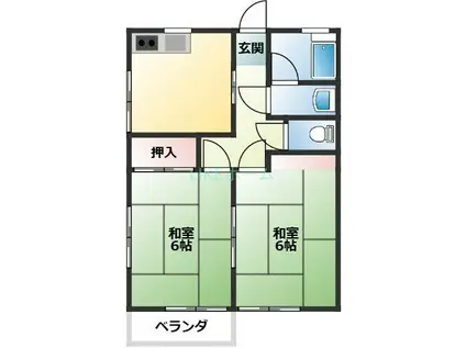 サンハイツ(2K/1階)の間取り写真