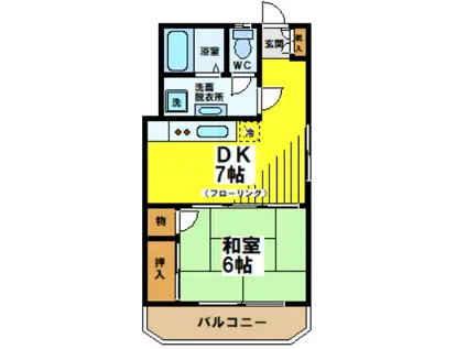 マンション富紀(1DK/3階)の間取り写真
