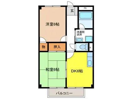 グリンピア(2DK/1階)の間取り写真