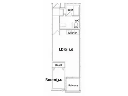 アパートメント結(1LDK/2階)の間取り写真