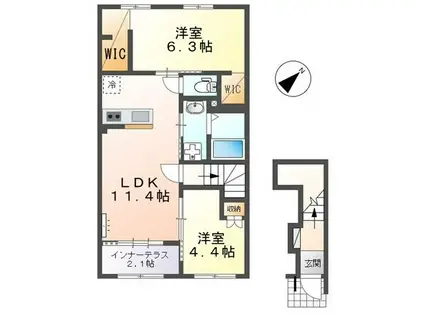 フローラリア原(2LDK/2階)の間取り写真