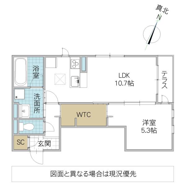 レーヴ・ウェル松代(1LDK/1階)の間取り写真