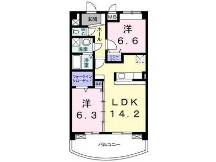 プライムスクエア(2LDK/2階)の間取り写真