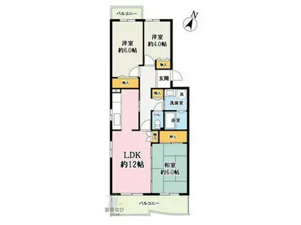 コーポレート東所沢第二(3LDK/2階)の間取り写真