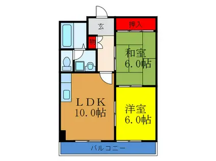 野本ビル(2LDK/7階)の間取り写真