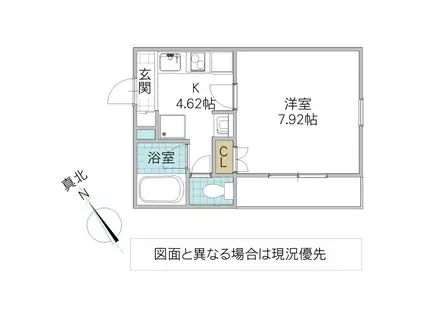 小木津FLAT(1K/2階)の間取り写真