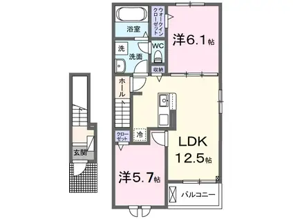 MIYANOMAE554(2LDK/2階)の間取り写真