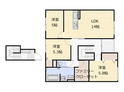 妹尾アパート(3LDK/2階)の間取り写真