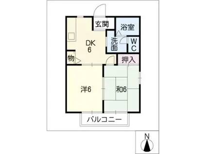 コーポシャイニング(2DK/1階)の間取り写真