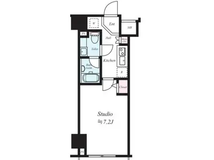 CASA SPLENDIDO TORANOMON EST(1K/12階)の間取り写真