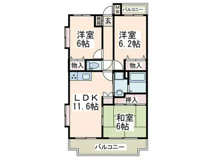 ブロードハウス(3LDK/3階)の間取り写真