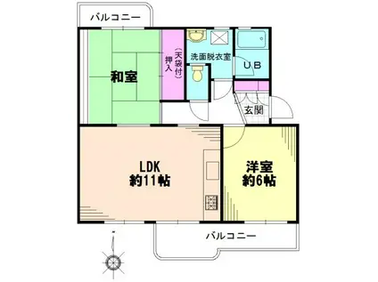内野西1号棟(2LDK/4階)の間取り写真