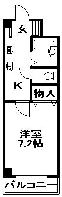 コラール1番館(1K/3階)の間取り写真