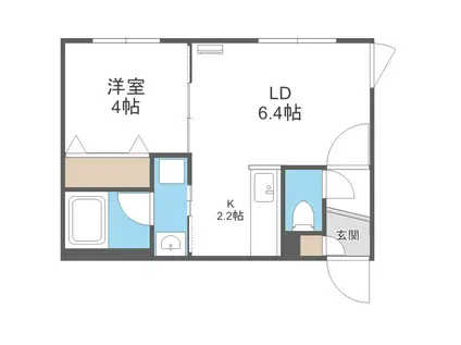 CARDANO イースト(1LDK/4階)の間取り写真