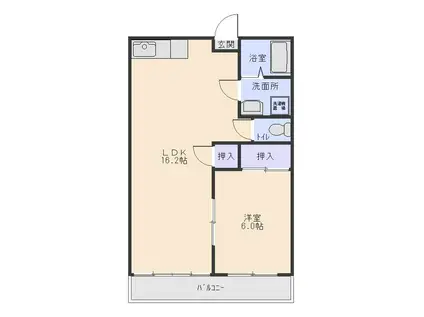 シーズンコート住吉(1LDK/3階)の間取り写真