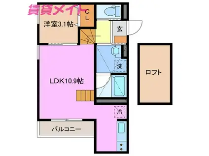 A&ARESIDENCE(1LDK/2階)の間取り写真