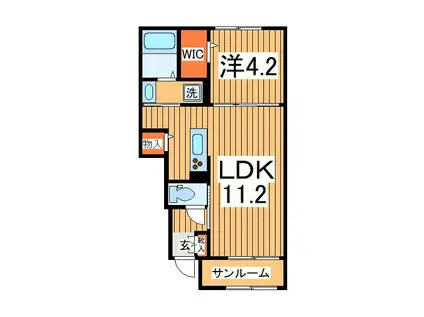ロジュマン湖北台(1LDK/1階)の間取り写真