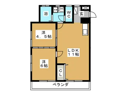 ハイトマンション(2LDK/2階)の間取り写真