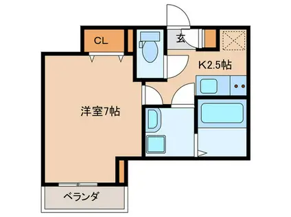 ココングランジュール川西小花(1K/3階)の間取り写真