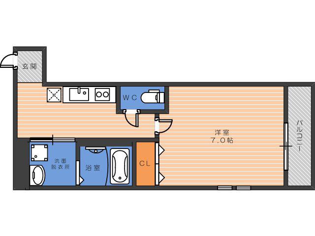 フジパレス今川駅東V番館(1K/3階)の間取り写真