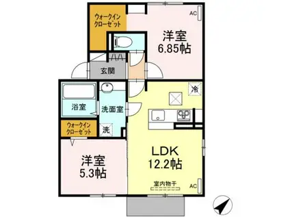 セレーノ(2LDK/1階)の間取り写真