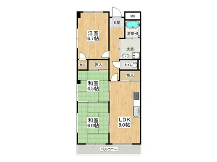 青雲マンション(3LDK/3階)の間取り写真