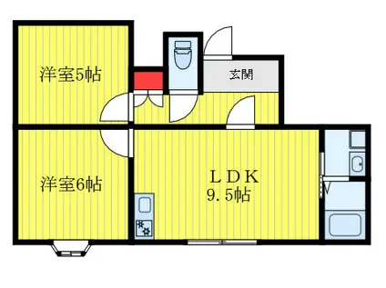 レインボーハイム東尾久(2DK/1階)の間取り写真