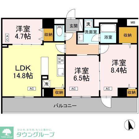 カスタリア西船橋II(3LDK/3階)の間取り写真