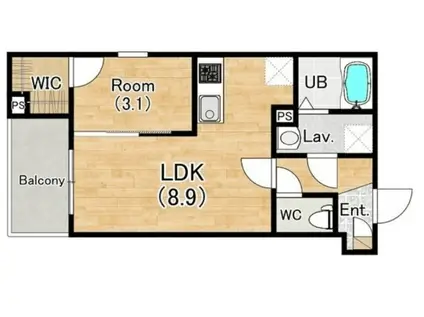 カショウジーメゾンニシフタミリュクス(1LDK/1階)の間取り写真