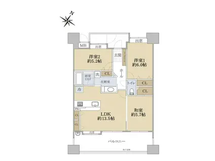 アクセス平尾ステーション(3LDK/10階)の間取り写真